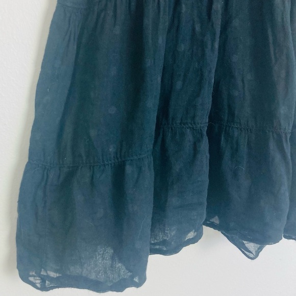 Made in Italy black semi sheer elastic smocked black tiered tank tonal polka dot - Picture 3 of 8